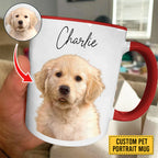 Red Personalized Pet Portrait Accent Mug for Home Display