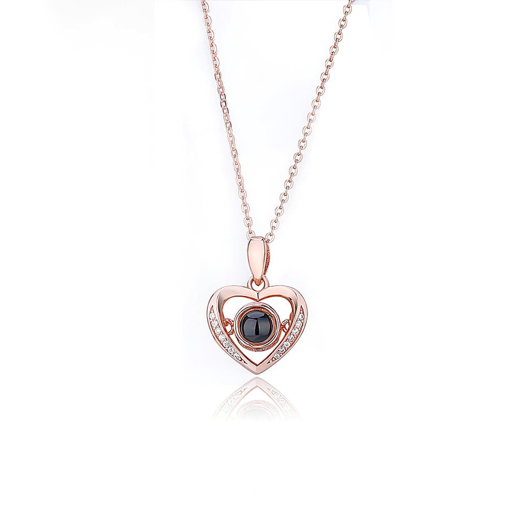 gifts for wife Carry My Love Near Your Heart - Diamond Heart Projection Necklace, Custom Photo Jewelry, Romantic Everyday Wea