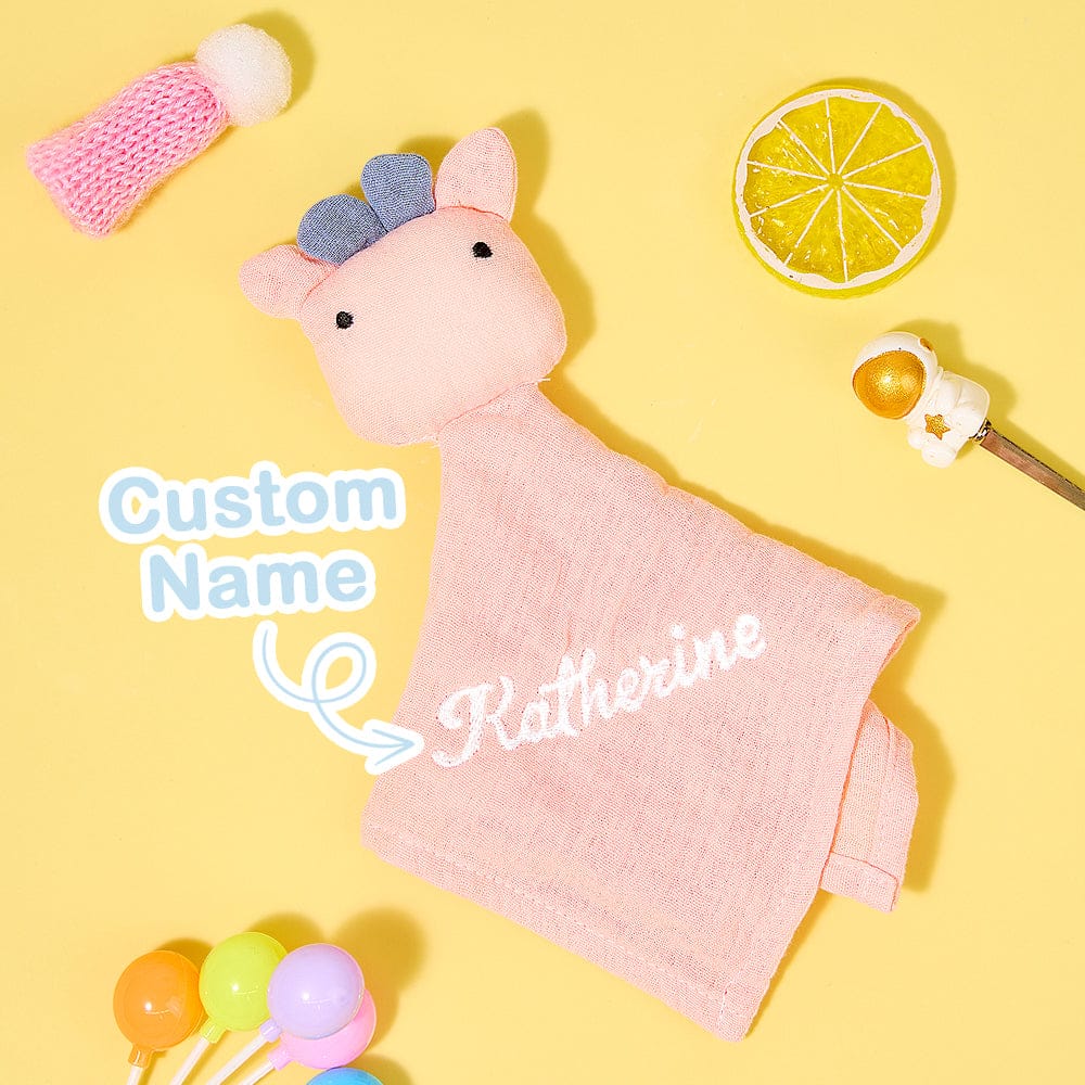 Personalized Soothe Towel Bibs Soft Sleeping Toy Towel with Embroidered Name Gift for Baby