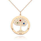 Personalized Family Tree Necklace Engraved Name Birthstone Necklace S925 Silver
