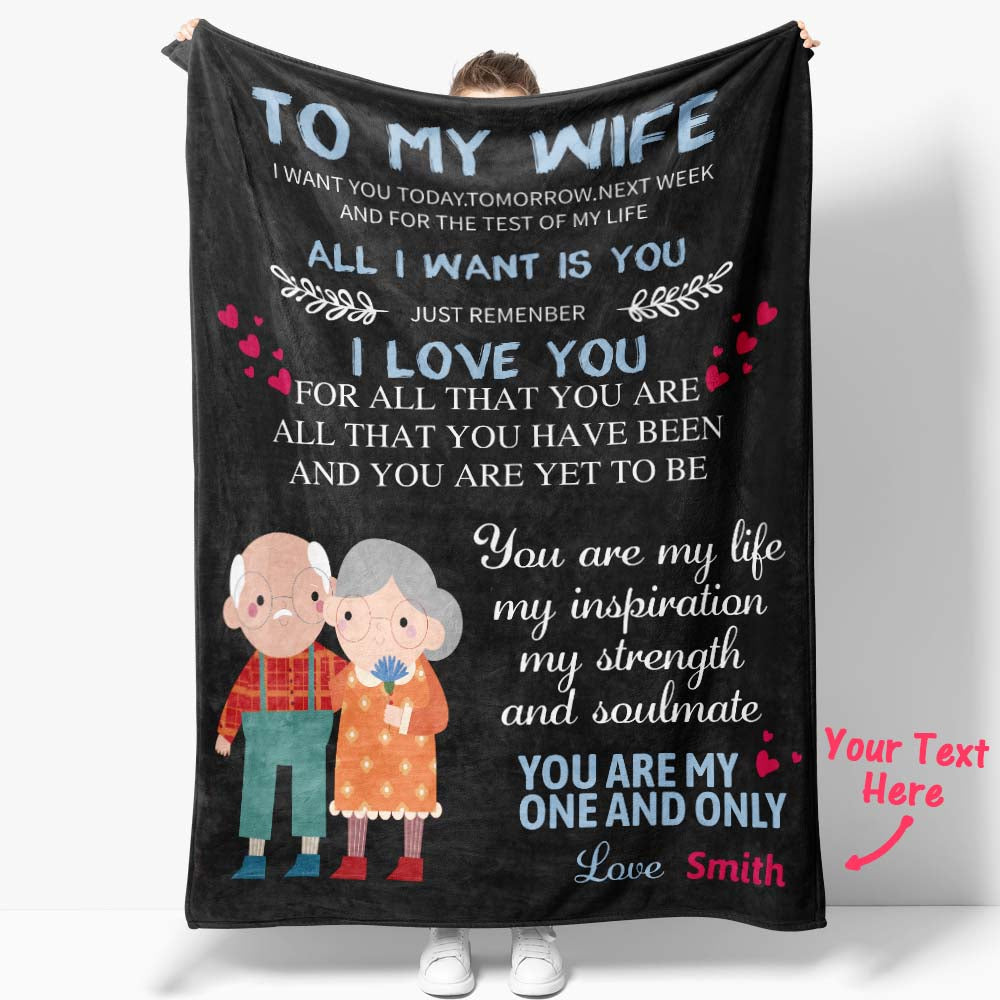 gifts for wife "To My Wife" Letter Blanket Gifts for Wife - Personalized Name Throw, Soft Cozy Keepsake for Bedroom Sofa and