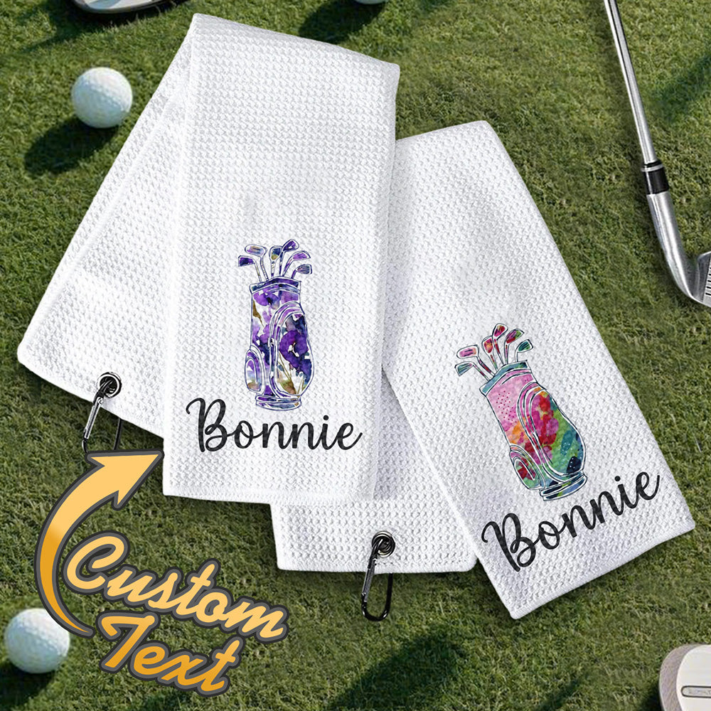 Personalized Golf Towel with Hanging Clip Golfing Clubs Golf Towel Gift for Golf Lovers