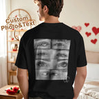 Custom Photo Black & White Style T-shirt Personalized Eyes Shirt for Couple Valentines Gift