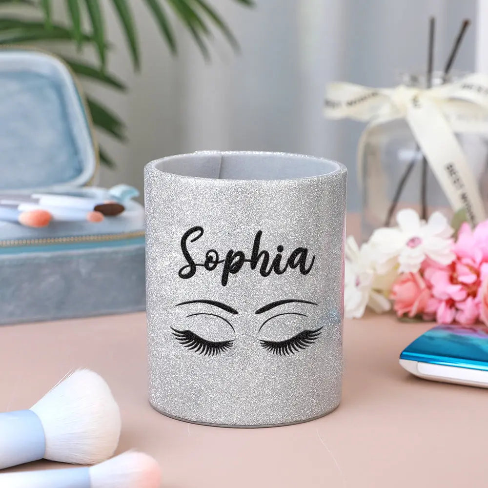 Personalized Glitter Color Make Up Brush Holder with Name Birthday Anniversary Gift for Women