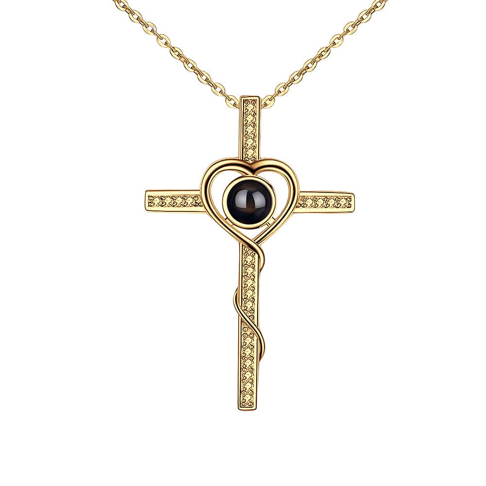 Customized Cross Photo Projection Necklace 925 Silver