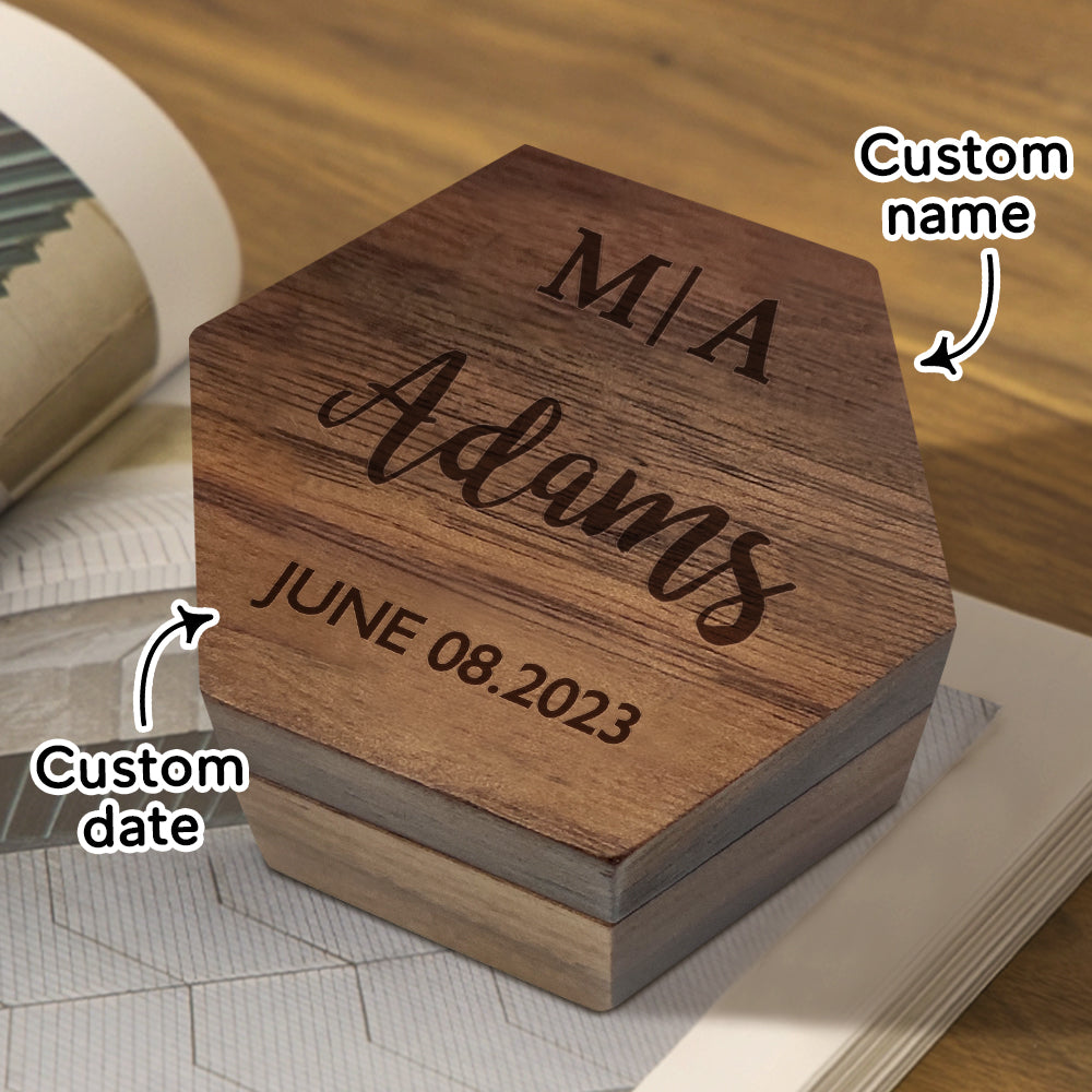 personalized six styles customized hexagon wooden jewelry box wedding display