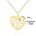 Custom Engraved Name Heart Pendant Necklace with Birthstone