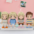 Full Body Customizable 4 People Photo Custom Cute Brick Figures Small Particle Block Perfect Children's Day Gift