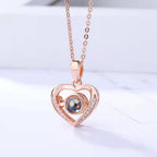 gifts for wife Carry My Love Near Your Heart - Diamond Heart Projection Necklace, Custom Photo Jewelry, Romantic Everyday Wea