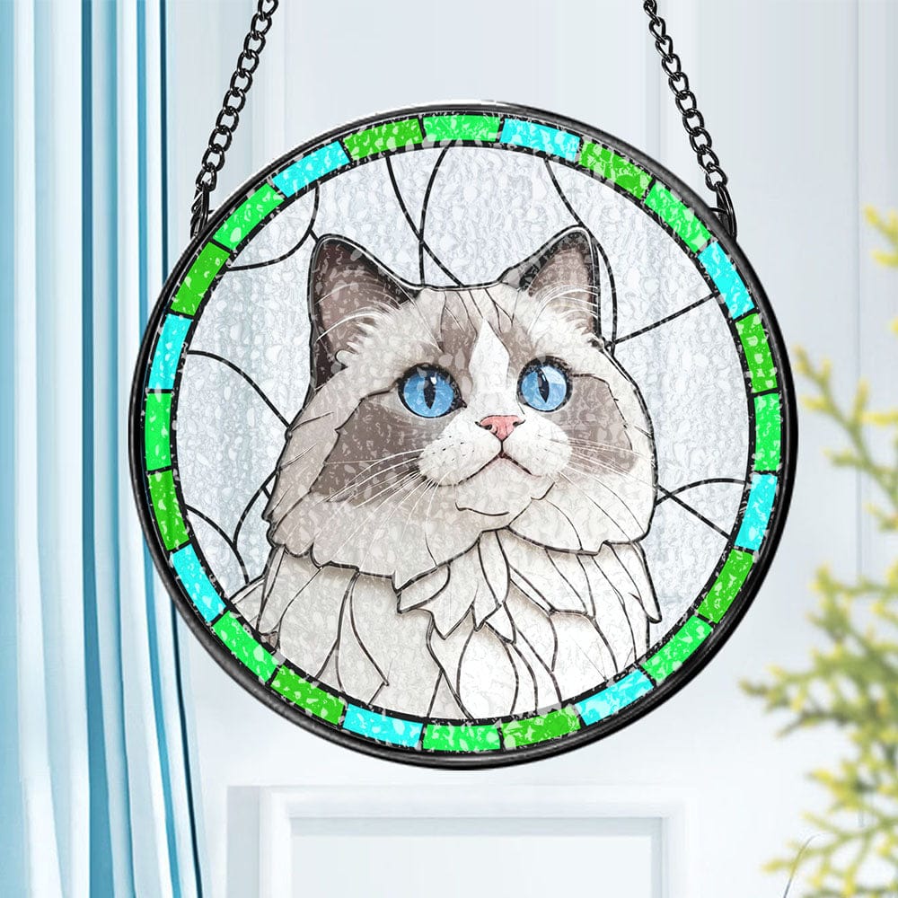 Personalized Pet Portrait Cat Memorial Suncatcher Ornament Gifts for Window Display