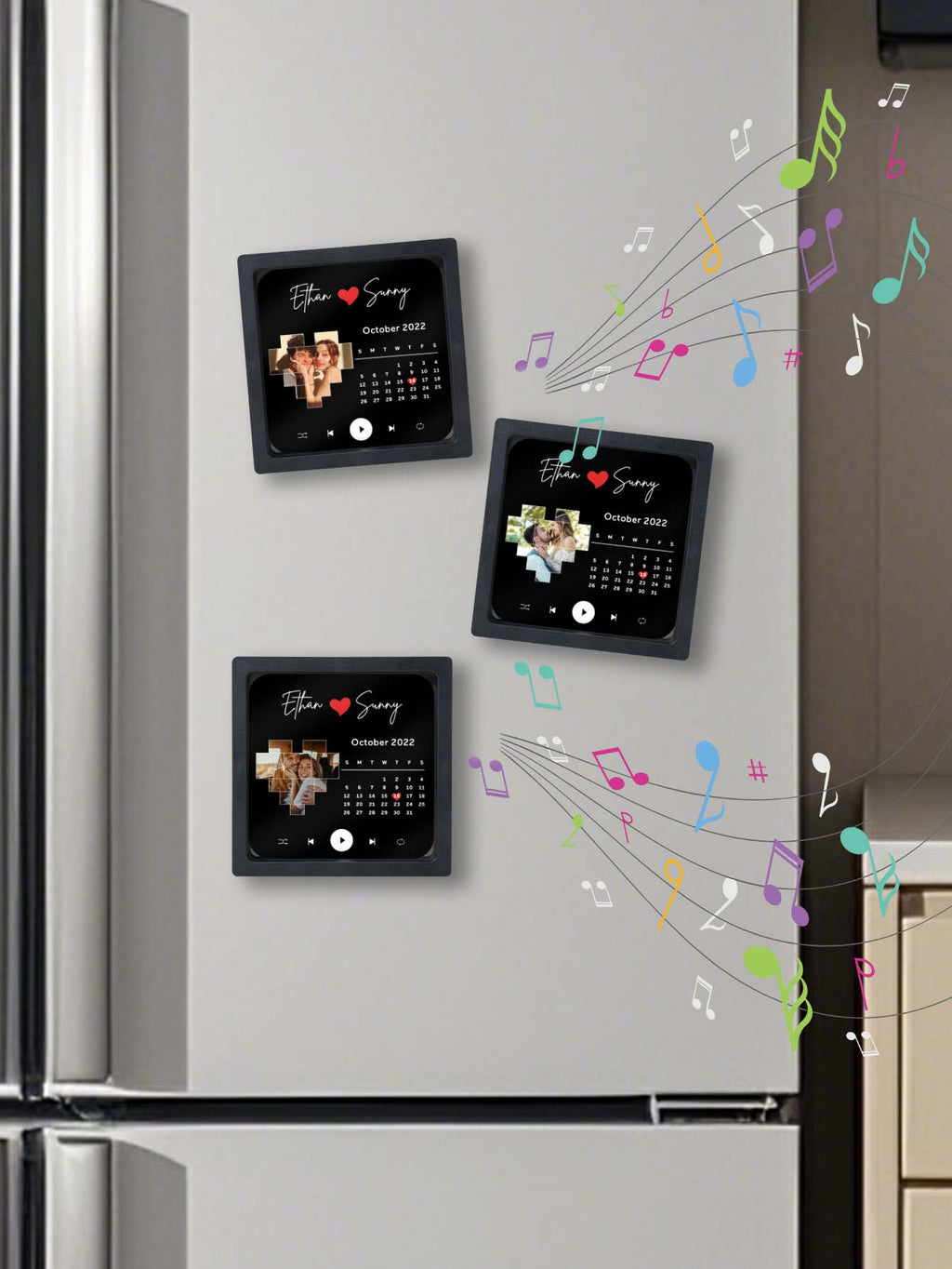 Personalized Name Photo Calendar and Music Fridge Magnet for Memorable Gifts