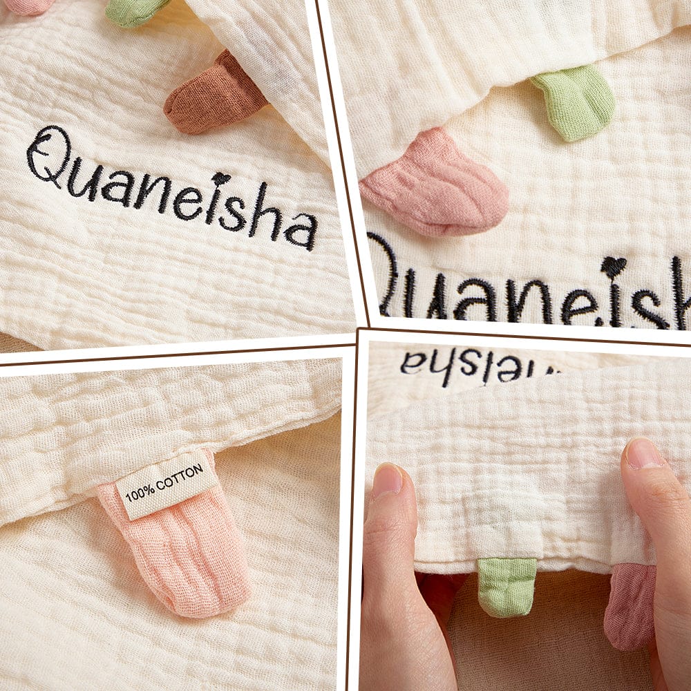 Personalized Soothe Towel Bibs Soft Sleeping Towel with Embroidered Name Gifts for Baby