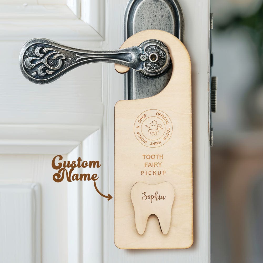 Personalized Wooden Tooth Fairy Door Hanger Teeth Holder Pick Up Box Home Decoration Gift for Kids