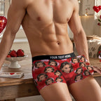 Personalized Face Boxer with Red and Pink Hearts Custom Text Men Underwear Christmas Gift Personalized Photo Funny Valentines Gift