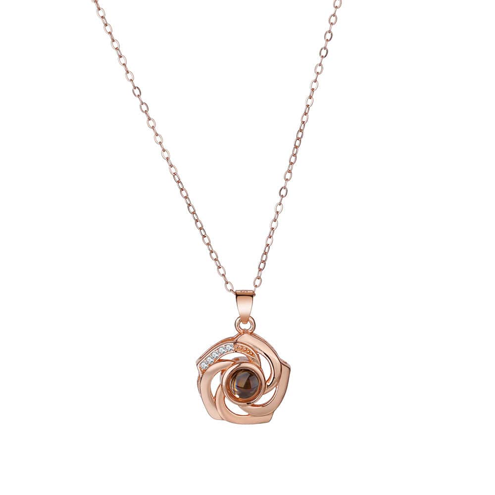 gifts for wife 925 Silver Necklace Personalized Flower Projection Photo Necklace detail 2