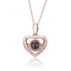 gifts for wife Carry My Love Near Your Heart - Diamond Heart Projection Necklace, Custom Photo Jewelry, Romantic Everyday Wea