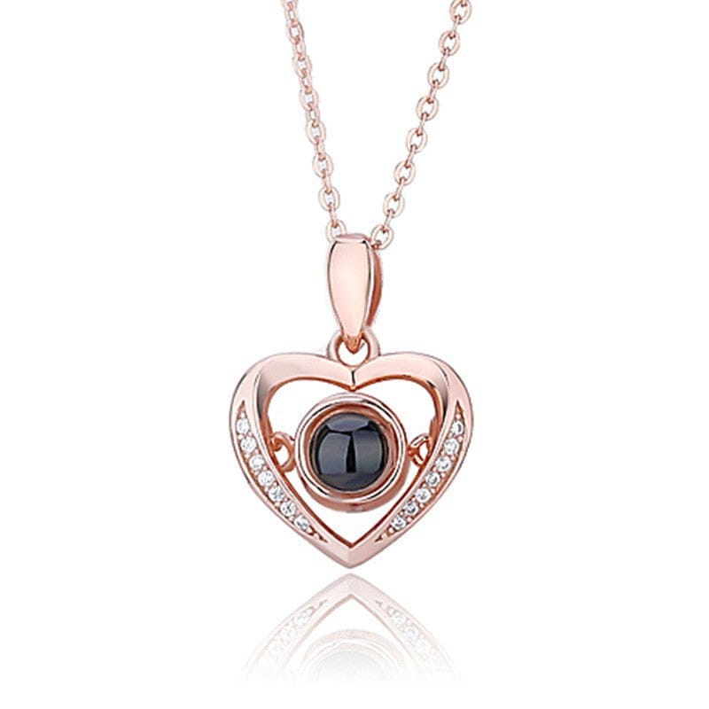 gifts for wife Carry My Love Near Your Heart - Diamond Heart Projection Necklace, Custom Photo Jewelry, Romantic Everyday Wea