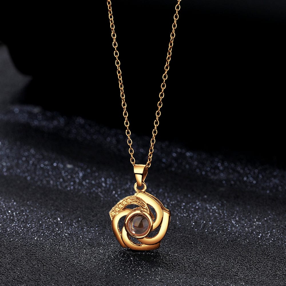 gifts for wife 925 Silver Necklace Personalized Flower Projection Photo Necklace detail 4