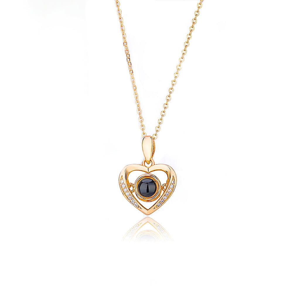gifts for wife Carry My Love Near Your Heart - Diamond Heart Projection Necklace, Custom Photo Jewelry, Romantic Everyday Wea