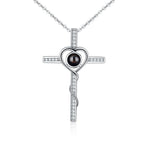 Customized Cross Photo Projection Necklace 925 Silver