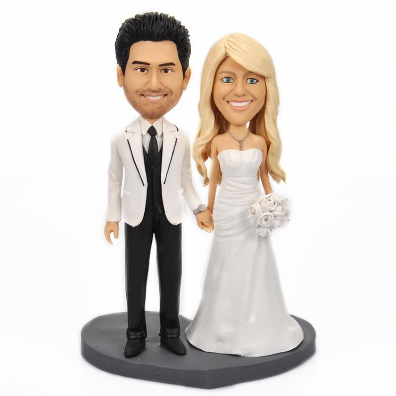 custom forever starts us wedding couple bobblehead engraved keepsake detail view