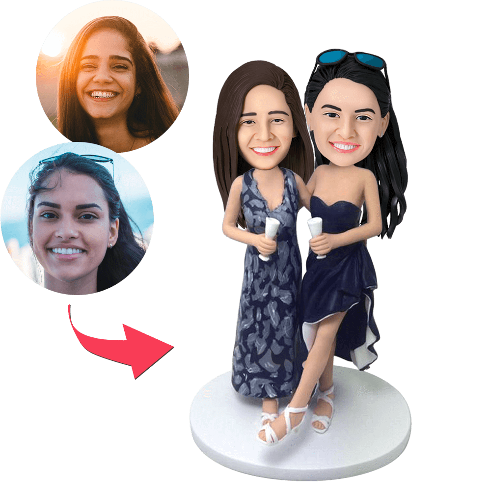 custom bobble head keepsake full character personalized mini figure wedding couple love front view