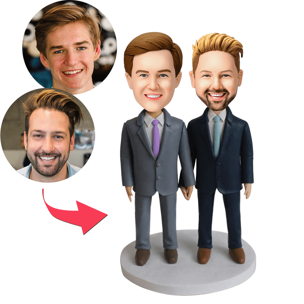custom bobble head keepsake full character bobblehead keepsake wedding couple two hearts front view