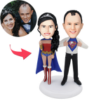 custom bobble head celebrate every smile figurine wedding couple superheroes couple popular front view