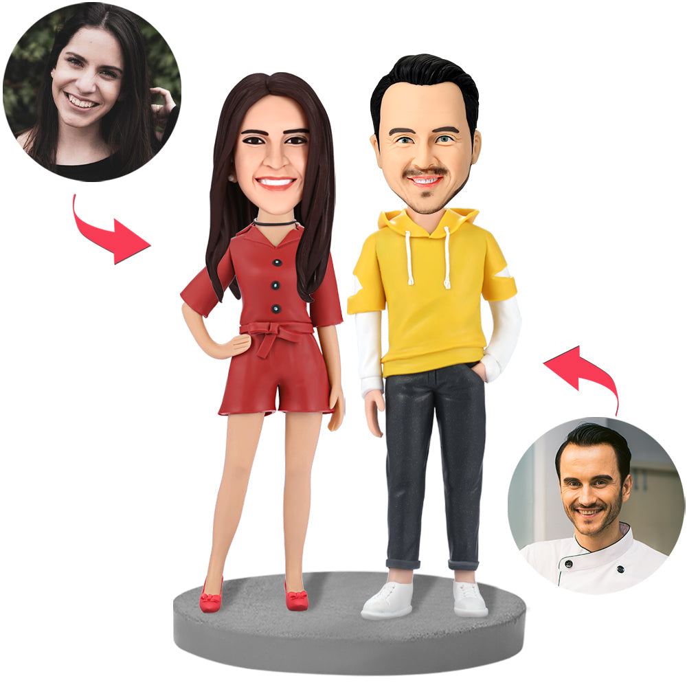 custom bobble head fun tribute someone special figurine wedding couple fashion couple front view