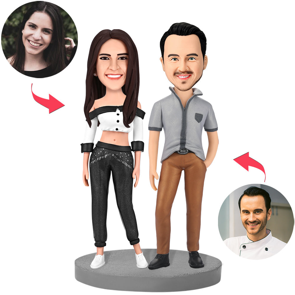 custom bobble head turn personality into art personalized mini figure wedding couple front view