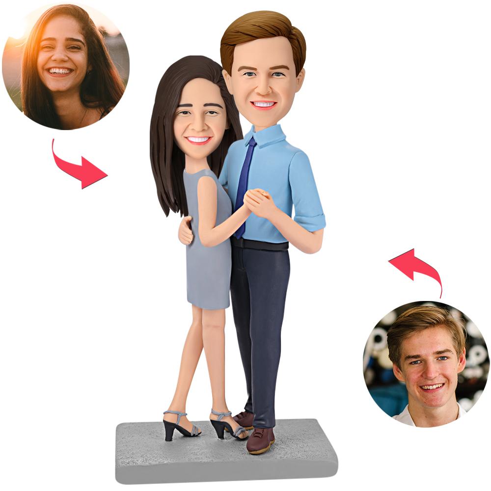 custom bobble head give that nods love personalized bobblehead wedding couple happy front view