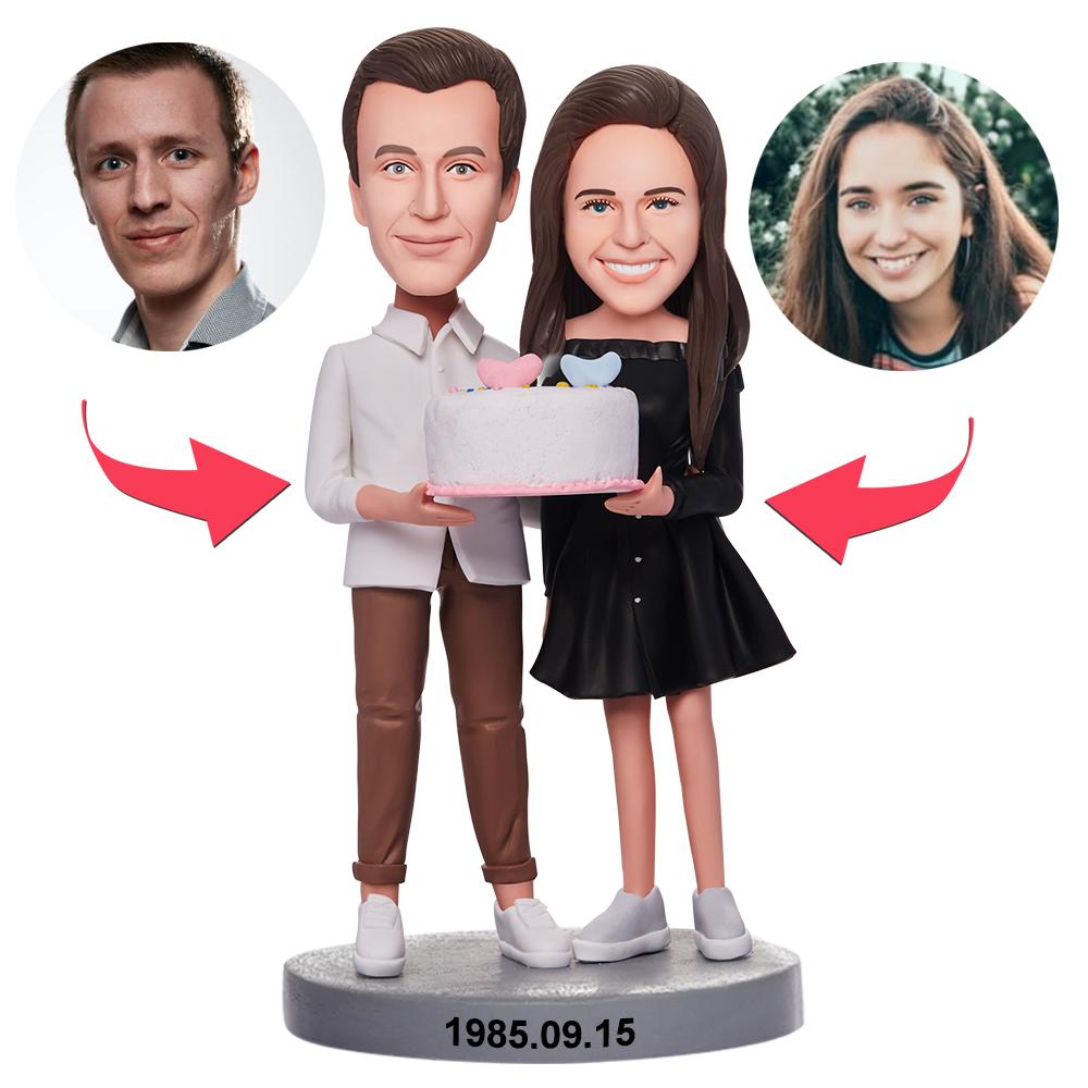 custom bobble head make memories stand tall personalized mini figure wedding couple front view
