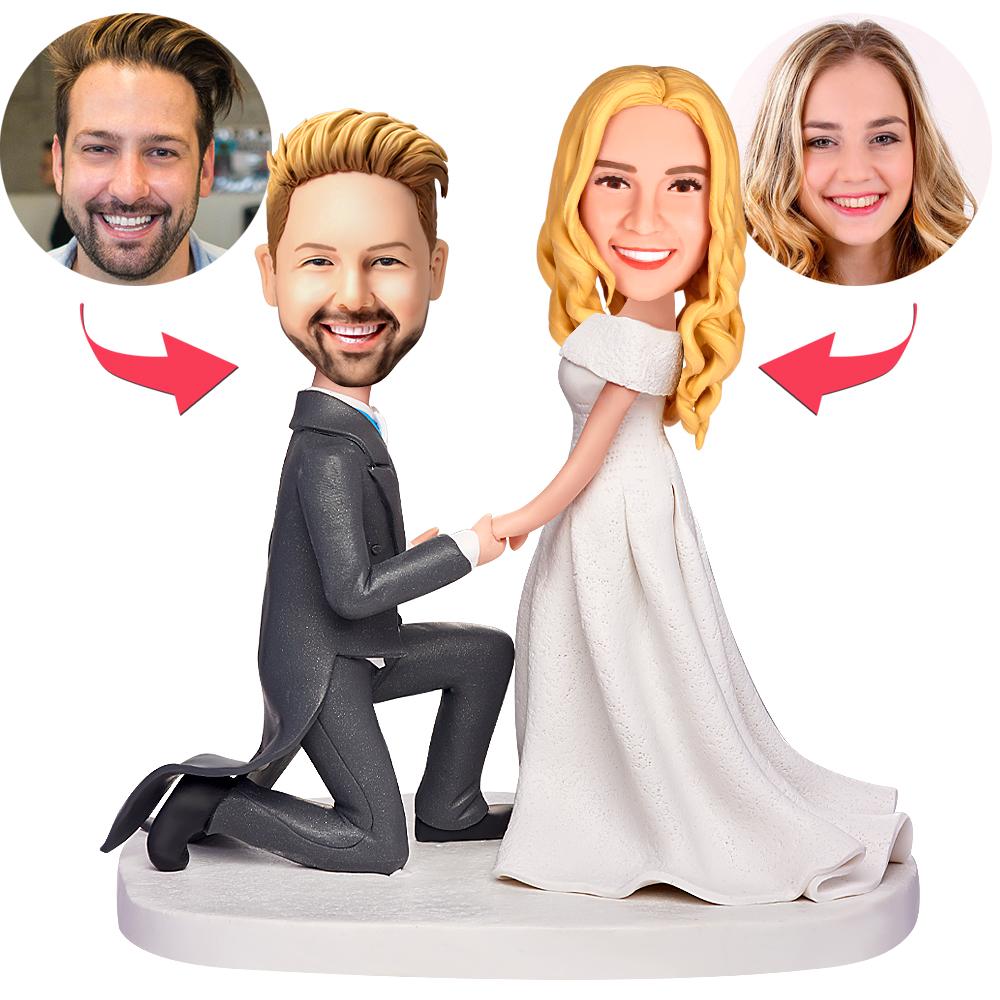 custom bobble head make memories stand tall handcrafted desk display character propose front view