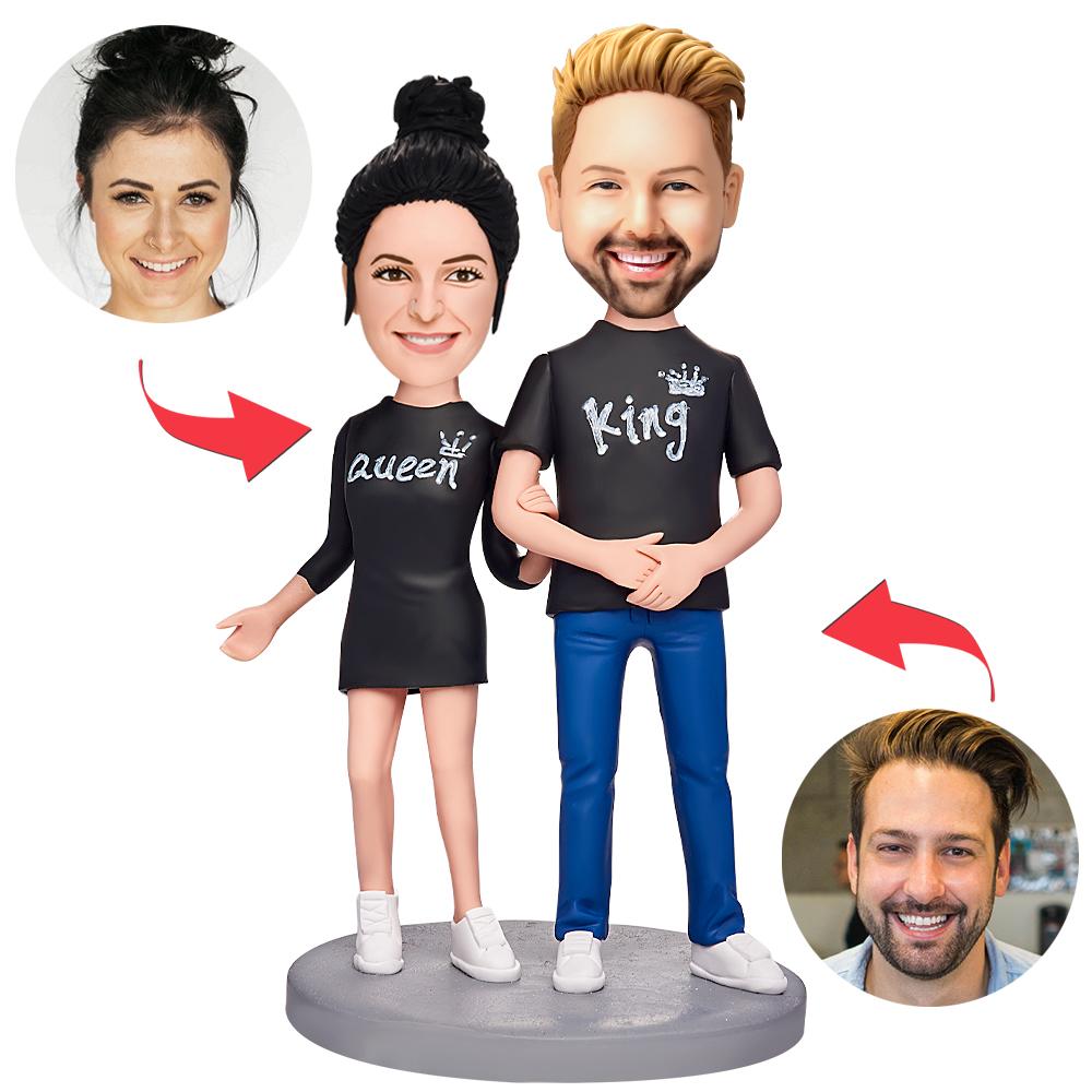 custom bobble head fun tribute someone special personalized bobblehead wedding couple queen front view