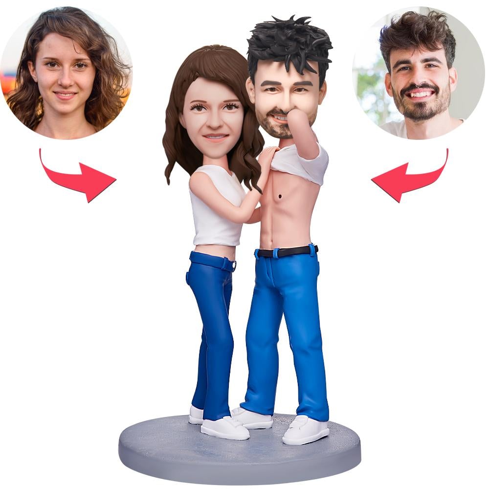 custom bobble head make memories stand tall figurine wedding couple come baby front view
