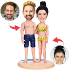 custom bobble head keepsake full character figurine wedding couple couple bikini bobbleheads front view