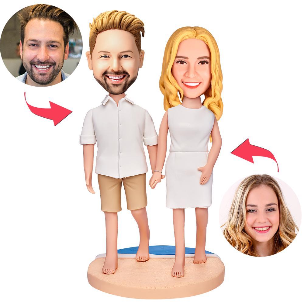 custom bobble head celebrate every smile bobblehead keepsake wedding couple couple walking front view