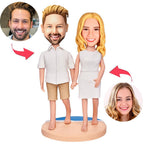 custom bobble head celebrate every smile bobblehead keepsake wedding couple couple walking front view