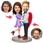 custom bobble head keepsake full character personalized mini figure wedding couple loving front view
