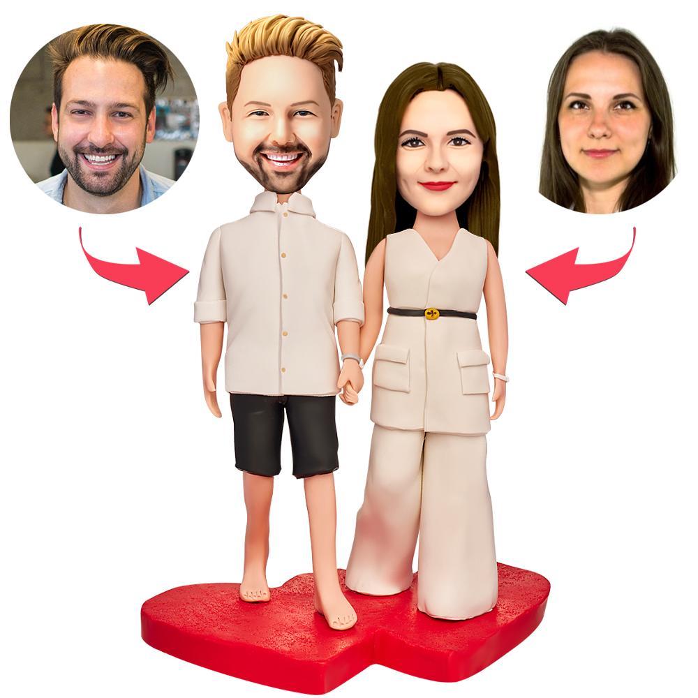 custom bobble head capture moment miniature personalized mini figure wedding couple romantic front view