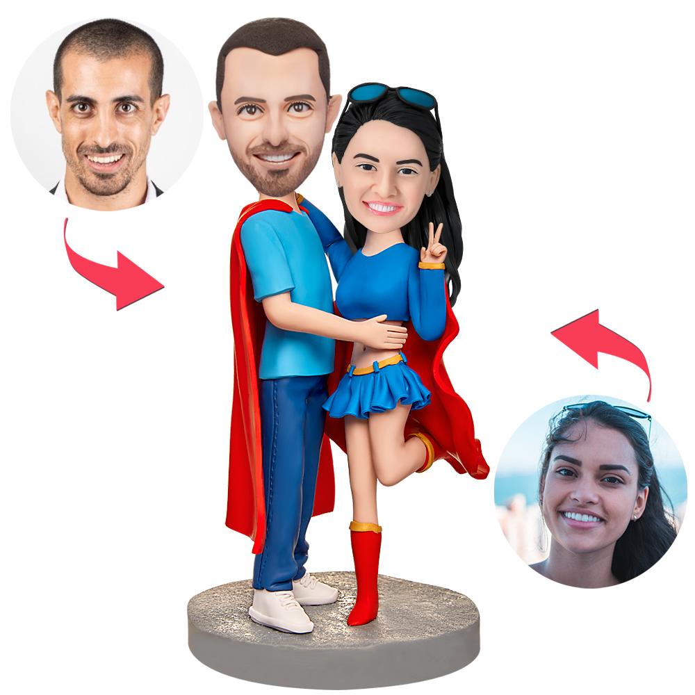 custom bobble head bring joy desk personalized bobblehead wedding couple superman couples front view