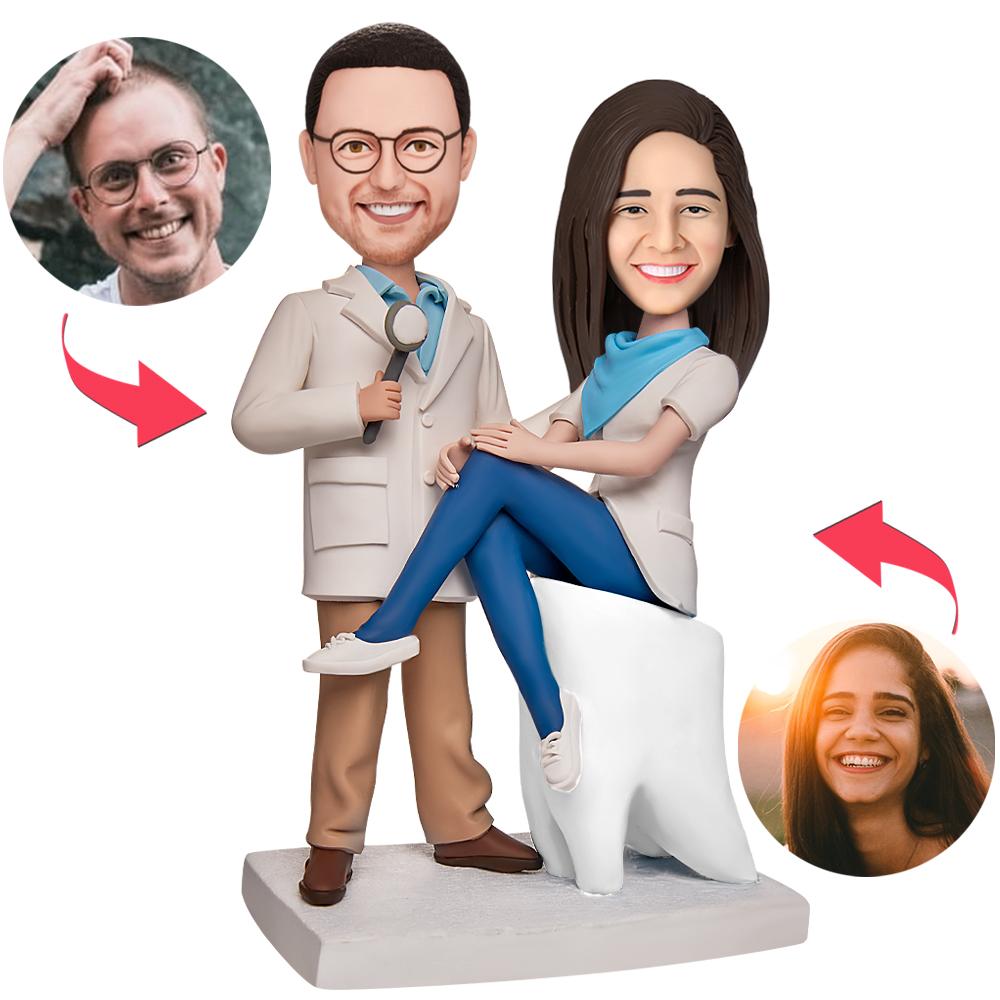 custom bobble head fun tribute someone special figurine wedding couple dentist couples front view