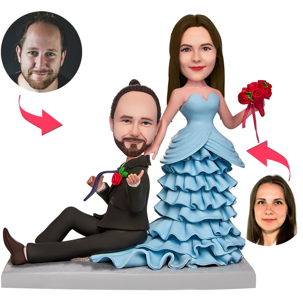 custom bobble head turn personality into art personalized bobblehead wedding couple funny front view