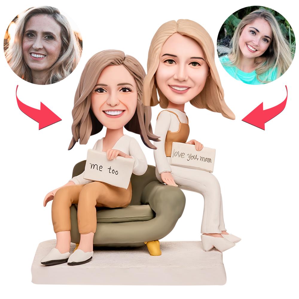 custom bobble head make memories stand tall figurine family keepsake mother daughter front view