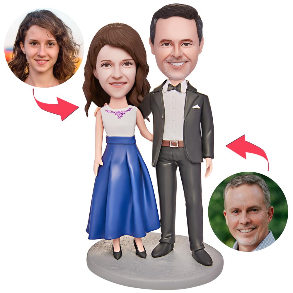 custom bobble head fun tribute someone special figurine family keepsake daddy daughter front view