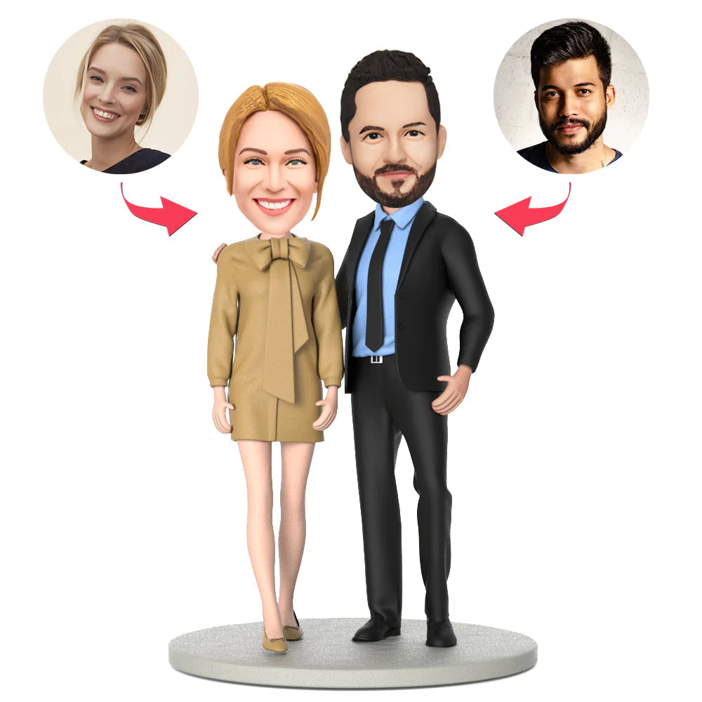 custom bobble head celebrate every smile bobblehead keepsake wedding couple valentines business front view