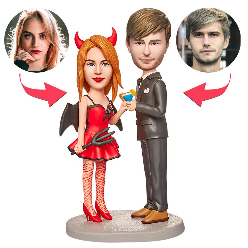 custom bobble head give that nods love personalized bobblehead wedding couple halloween front view