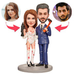 custom bobble head make memories stand tall figurine wedding couple halloween horrible front view