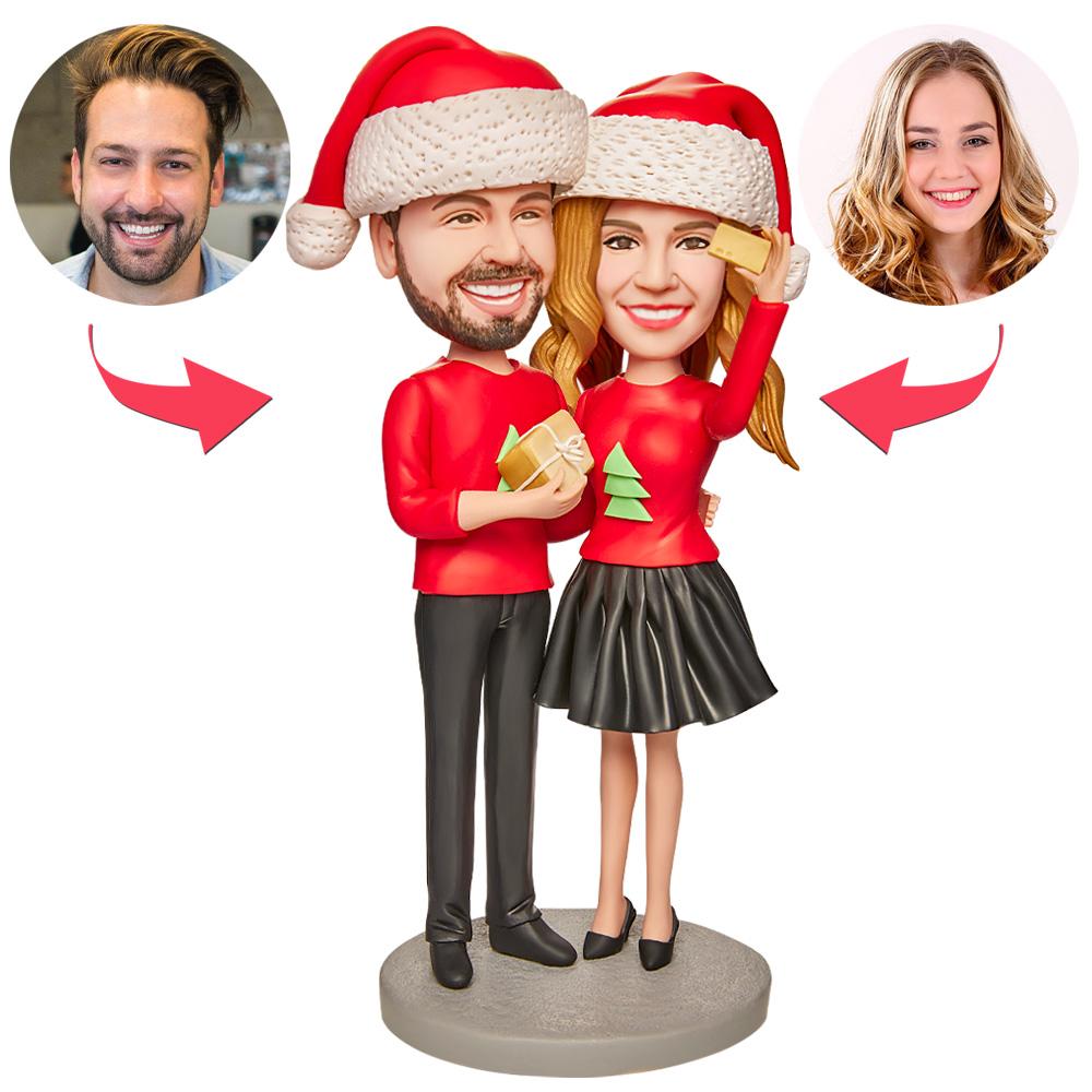 custom bobble head bring joy desk handcrafted desk display wedding couple christmas front view