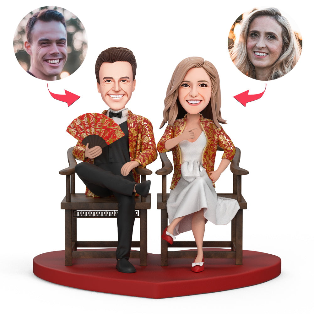 custom bobble head make memories stand tall figurine wedding couple couples traditional front view